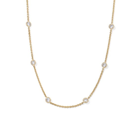 1 CT. T.w. Certified Lab-Grown Diamond Bezel-Set Station Necklace in 10K Gold (F/Vs2) - 16â
