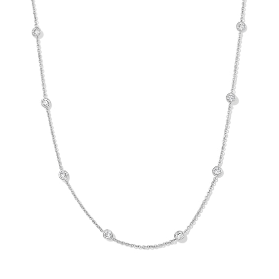 1 CT. T.w. Certified Lab-Grown Diamond Bezel-Set Station Necklace in 10K White Gold (F/Vs2) - 16â