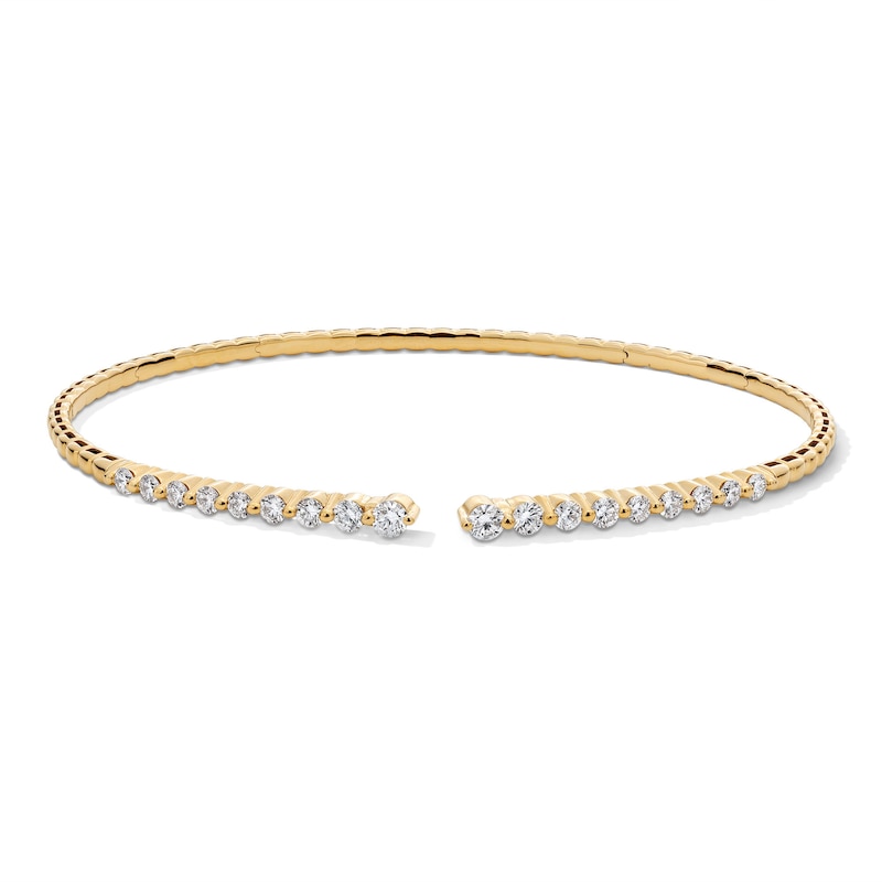 Main Image 1 of 2 CT. T.W. Certified Lab-Grown Diamond Graduated Open Flex Bangle in 10K Gold (F/VS2)