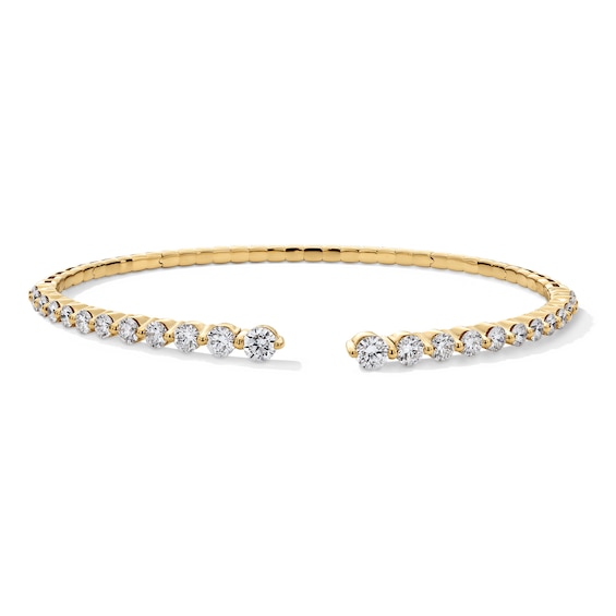 2 CT. T.w. Certified Lab-Grown Diamond Graduated Open Flex Bangle in 10K Gold (F/Vs2) - 6.0"