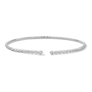 1 CT. T.W. Lab-Grown Diamond Graduated Open Flex Bangle in 10K White Gold (F/VS2)