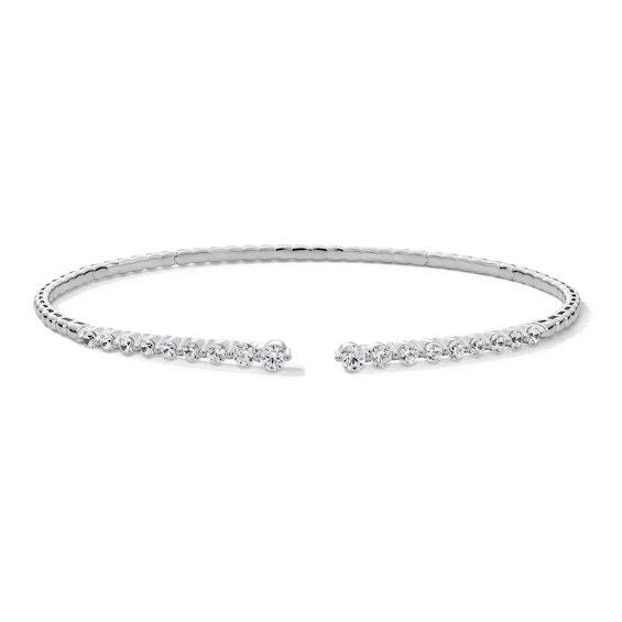 1 CT. T.w. Certified Lab-Grown Diamond Graduated Open Flex Bangle in 10K White Gold (F/Vs2)