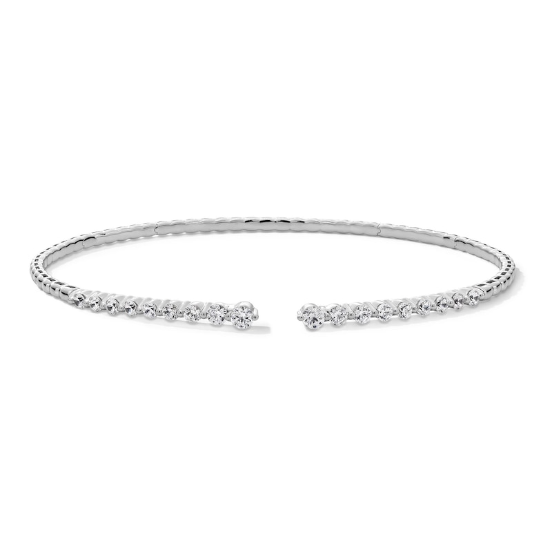 Main Image 1 of 1 CT. T.W. Certified Lab-Grown Diamond Graduated Open Flex Bangle in 10K White Gold (F/VS2)
