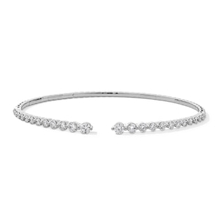 2 CT. T.W. Lab-Grown Diamond Graduated Open Flex Bangle in 10K White Gold (F/VS2)