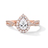 Thumbnail Image 1 of 1 CT. T.W. Pear-Shaped Certified Lab-Grown Diamond Frame Crossover Shank Engagement Ring in 14K Rose Gold (F/SI2)