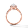 Thumbnail Image 3 of 1 CT. T.W. Pear-Shaped Certified Lab-Grown Diamond Frame Crossover Shank Engagement Ring in 14K Rose Gold (F/SI2)