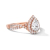 Thumbnail Image 4 of 1 CT. T.W. Pear-Shaped Certified Lab-Grown Diamond Frame Crossover Shank Engagement Ring in 14K Rose Gold (F/SI2)