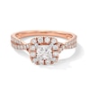 Thumbnail Image 1 of 1 CT. T.W. Princess-Cut Certified Lab-Grown Diamond Cushion Frame Crossover Shank Engagement Ring in 14K Rose Gold