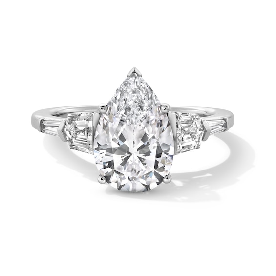 4 CT. T.w. Pear-Shaped Certified Lab-Grown Diamond Collar Engagement Ring in 14K White Gold (F/Vs2)