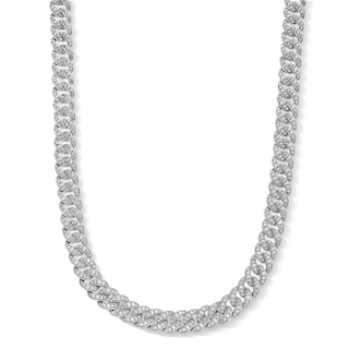 12 CT. T.W. Lab-Grown Diamond Curb Chain Necklace in Solid Sterling Silver (F/SI2) - 22”
