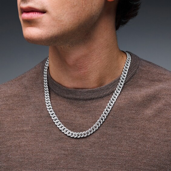12 CT. T.w. Lab-Grown Diamond Curb Chain Necklace in Solid Sterling Silver (F/Si2) - 22”