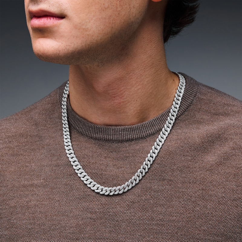 Main Image 2 of 12 CT. T.W. Certified Lab-Grown Diamond Curb Chain Necklace in Solid Sterling Silver (F/SI2) - 22”
