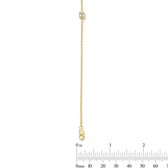 1/4 CT. Emerald-Cut Certified Lab-Grown Diamond Solitaire Bracelet in Sterling Silver with 14K Gold Plate (F/Vs2)