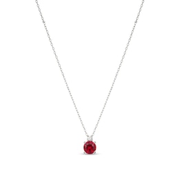 6.5mm Lab-Created Ruby and 1/15 CT. Certified Lab-Grown Diamond Pendant in Sterling Silver (I/SI2)