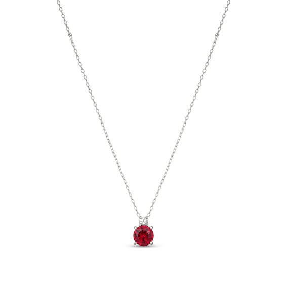 6.5mm Lab-Created Ruby and 1/15 CT. Certified Lab-Grown Diamond Pendant in Sterling Silver (I/Si2)