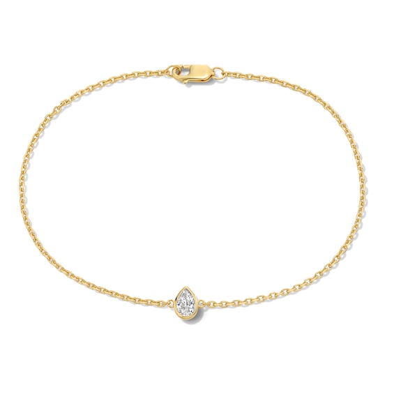 1/4 CT. Pear-Shaped Certified Lab-Grown Diamond Solitaire Bracelet in Sterling Silver with 14K Gold Plate (F/Vs2)