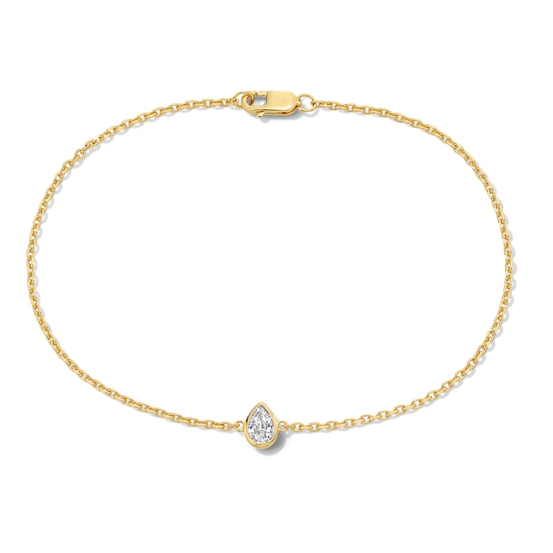 Main Image 1 of 1/4 CT. Pear-Shaped Certified Lab-Grown Diamond Solitaire Bracelet in Sterling Silver with 14K Gold Plate (F/VS2)