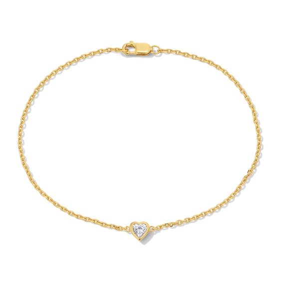 1/4 CT. Heart-Shaped Certified Lab-Grown Diamond Solitaire Bracelet in Sterling Silver with 14K Gold Plate (F/Vs2)