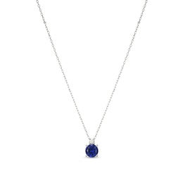 6.5mm Blue Lab-Created Sapphire and 1/15 CT. Certified Lab-Grown Diamond Pendant in Sterling Silver (I/SI2)