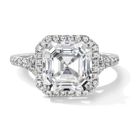 4-1/2 CT. T.w. Asscher-Cut Certified Lab-Grown Diamond Frame Split Shank Engagement Ring in 14K White Gold (F/Vs2)