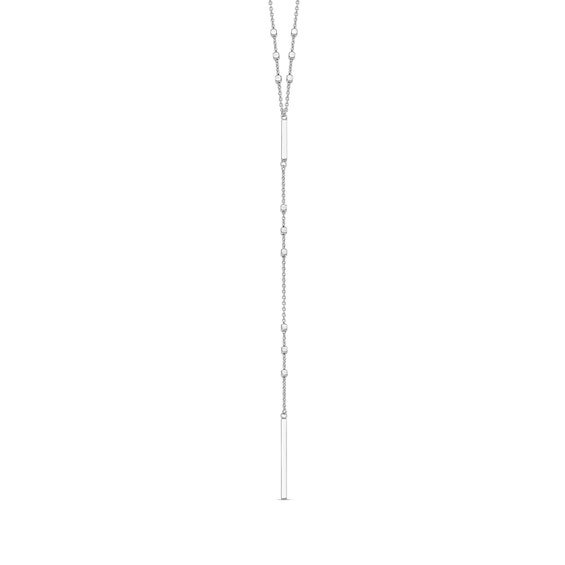 Bead Station Vertical Bar Drop “Y” Necklace in Sterling Silver - 23”