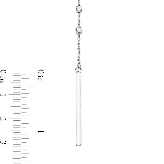 Bead Station Vertical Bar Drop “Y” Necklace in Sterling Silver - 23”