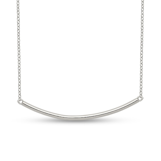 Curved Bar Necklace in Sterling Silver - 17â