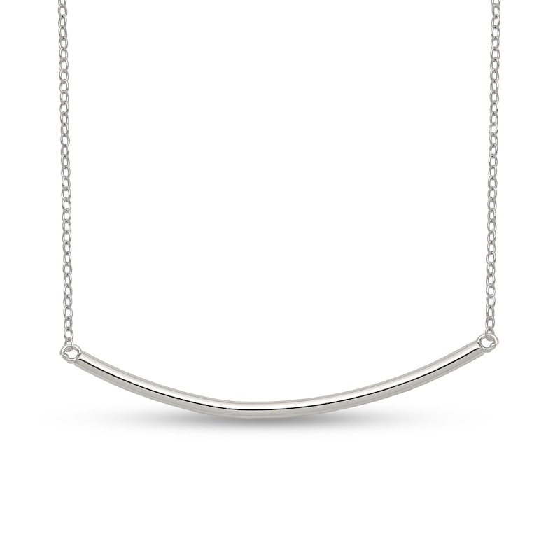 Main Image 1 of Curved Bar Necklace in Sterling Silver - 17”