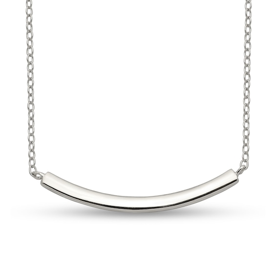 Curved Bar Necklace in Sterling Silver