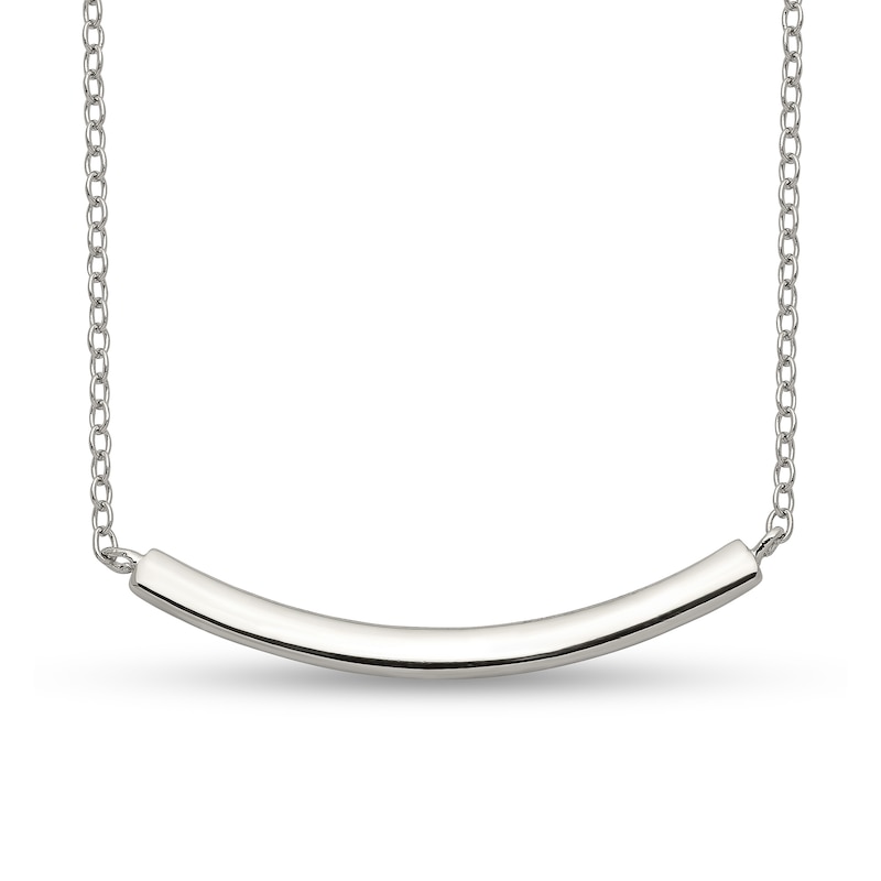 Main Image 1 of Curved Bar Necklace in Sterling Silver