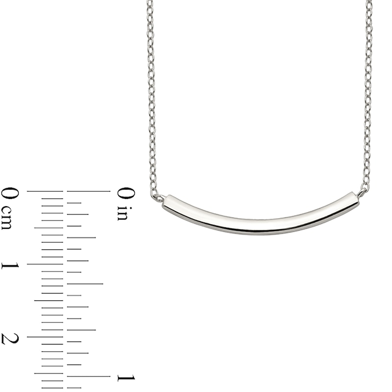 Main Image 2 of Curved Bar Necklace in Sterling Silver