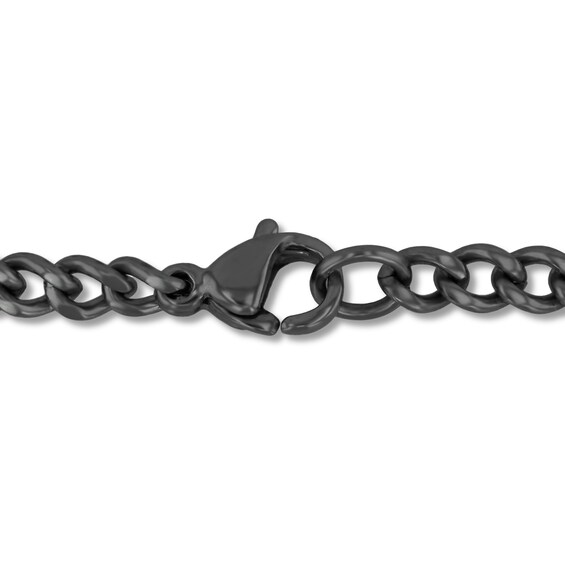 Layered Cross Pendant in Stainless Steel with Black and Blue Ion Plate - 24”