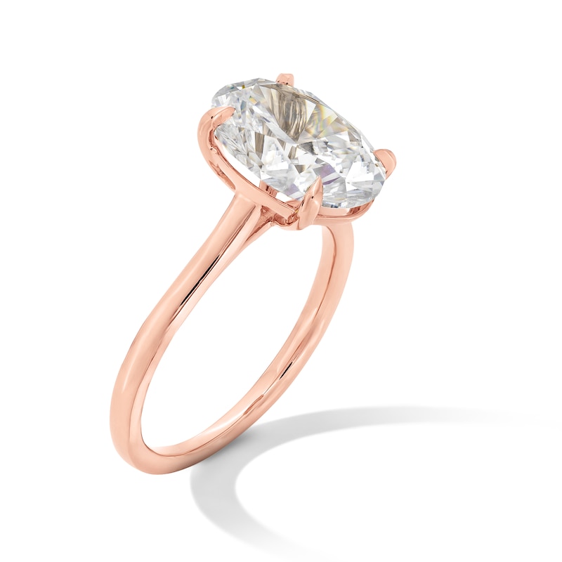 Main Image 3 of 4 CT. Oval Certified Lab-Grown Diamond Solitaire Engagement Ring in 14K Rose Gold (F/VS2)