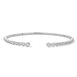 2 CT. T.W. Lab-Grown Diamond Graduated Open Flex Bangle in 10K White Gold (F/VS2) - 6.0"