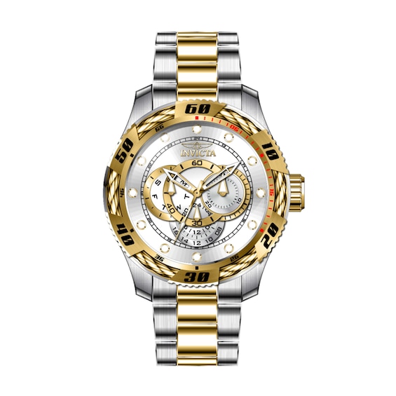 Men's Invicta Speedway GMT Two-Tone IP Chronograph Watch with Silver-Tone Dial (Model: 45751)