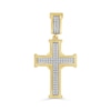 Thumbnail Image 1 of 1/5 CT. T.W. Diamond Double Row Cross Necklace Charm in 10K Gold