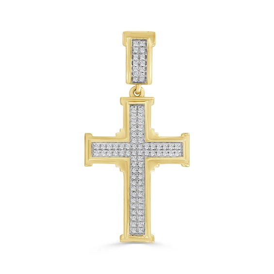 1/5 CT. T.w. Diamond Double Row Cross Necklace Charm in 10K Gold
