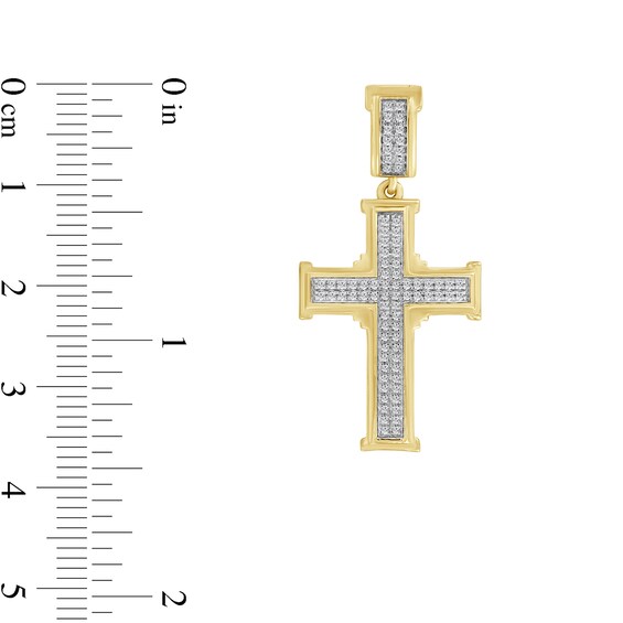 1/5 CT. T.w. Diamond Double Row Cross Necklace Charm in 10K Gold