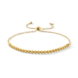 Diamond-Cut Bead Bolo Bracelet in Hollow 10K Gold - 9.0"