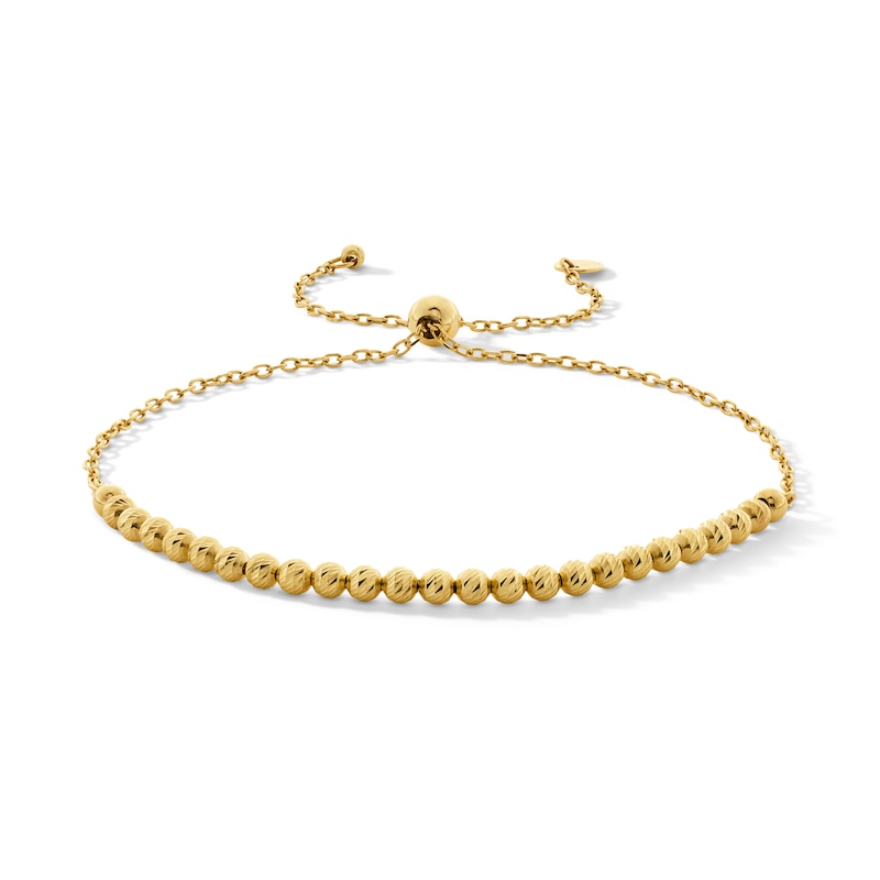 Main Image 1 of Diamond-Cut Bead Bolo Bracelet in Hollow 10K Gold - 9.0"