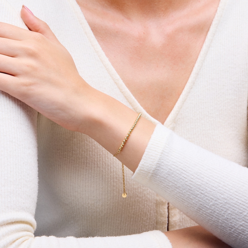 Main Image 2 of Diamond-Cut Bead Bolo Bracelet in Hollow 10K Gold - 9.0"