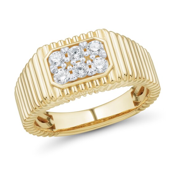 1/3 CT. T.w. Octagon-Shaped Certified Lab-Grown Multi-Diamond Ribbed Ring in 10K Gold (F/Vs2)