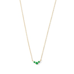 Emerald Three Stone Necklace in 10K Gold