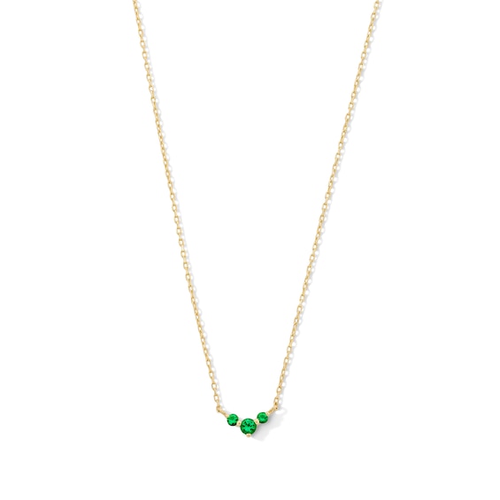 Emerald Three Stone Necklace in 10K Gold