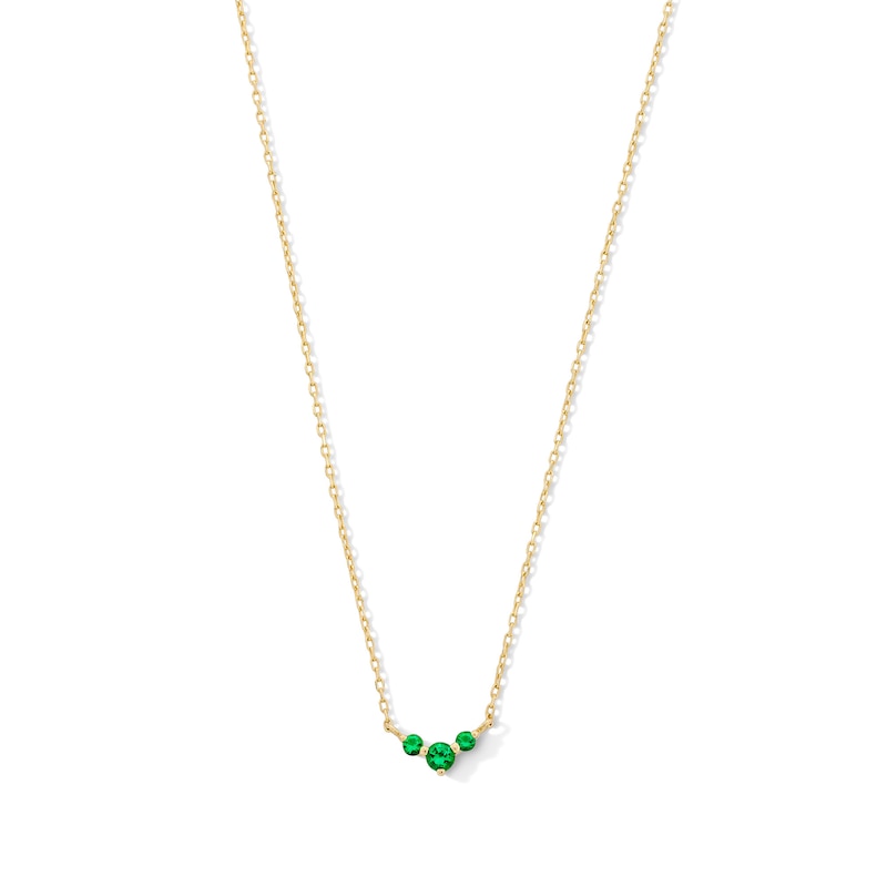 Main Image 1 of Emerald Three Stone Necklace in 10K Gold