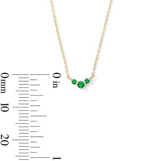 Emerald Three Stone Necklace in 10K Gold