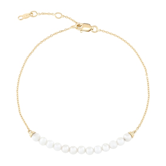 Freshwater Cultured Pearl Line Bracelet in 10K Gold - 8.25â