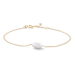 5.0mm Freshwater Cultured Pearl Curb Chain Bracelet in 10K Gold