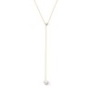 Thumbnail Image 1 of 5.0mm Freshwater Cultured Pearl and Certified Lab-Grown Diamond Accent "Y" Necklace in 10K Gold (F/VS2) - 18.25"