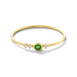 Bezel-Set Emerald and Certified Lab-Grown Diamond Accent Ring in 10K Gold (F/VS2)